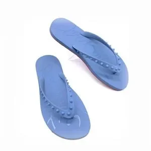 Authentic Christian Louboutin Loubi Blue Flip Flops Size 42 Christian Louboutin Loubi Donna Spike Studded Blue Flip  main image 4